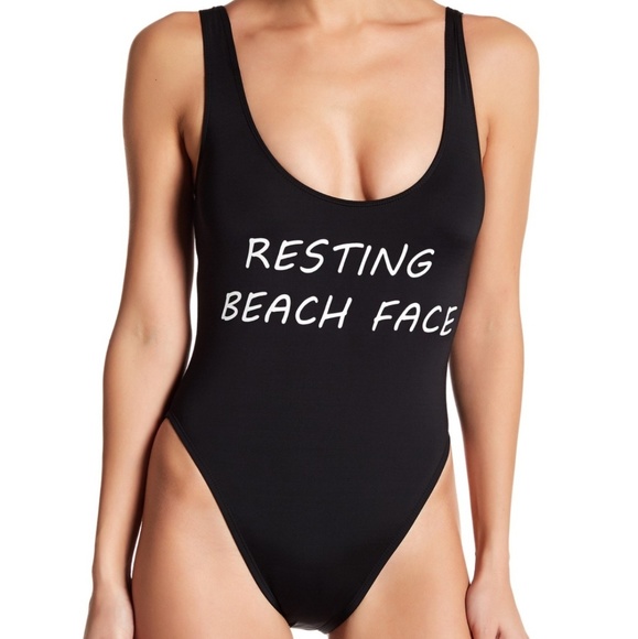 resting beach face swimsuit